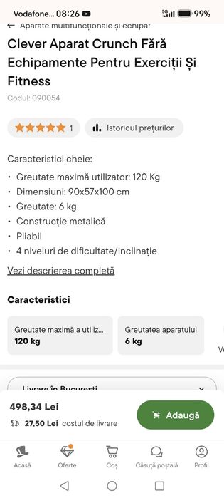 Vand aparat fitness pt abdomene