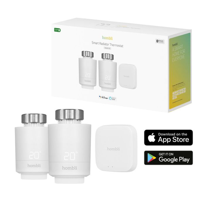 Смарт термостати за радиатор комплект от 2 броя .Hombli, Smart Starter Kit, 2бр., BT Bridge, бели