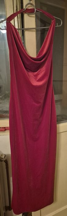 Rochie elegantă catifea și elastan, roșu burgund, mărimea L.