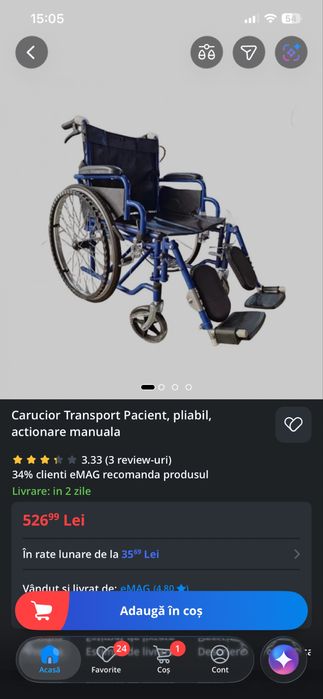 Carucior transport pacient