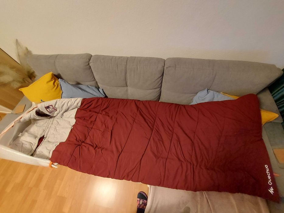 Sac de dormit din bumbac Camping ARPENAZ 0°C Gri-Visiniu