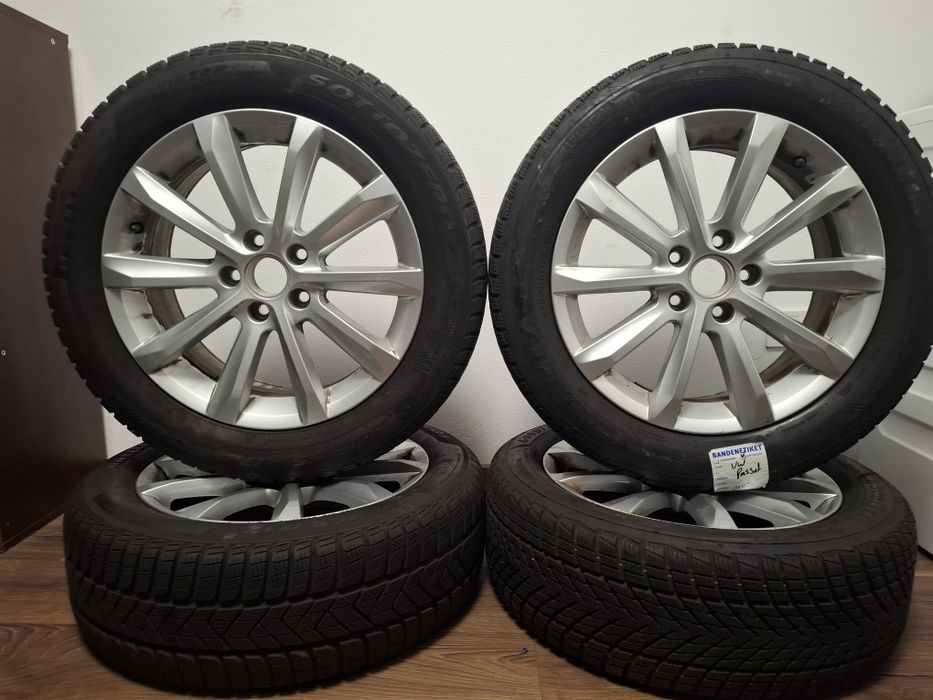 Set jante aliaj  5x112 r17 cu anvelope  de iarna  215 55 17 dot  2024