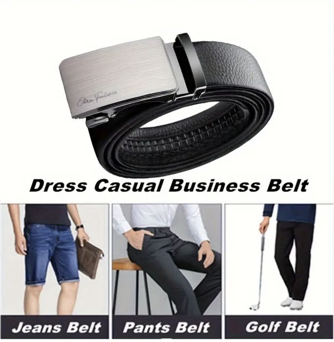 Мъжки официален колан с автоматична катарама/Класически от естест.кожа