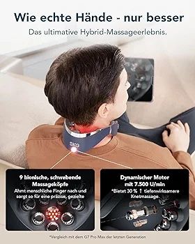 aparat masaj cervical pliabil SKG G7PRO-FOLD! Masaj 9D cu caldura si vibratii, fara fir, portabil. Ideal pentru acasa, birou sau masina. Nou