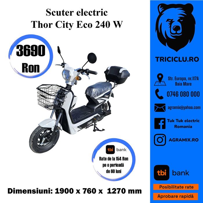 Scuter electric nou THOR RAZOR cu permis Agramix
