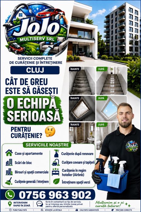 Servicii premium de curățenie în Cluj – JoJo Multiserv SRL