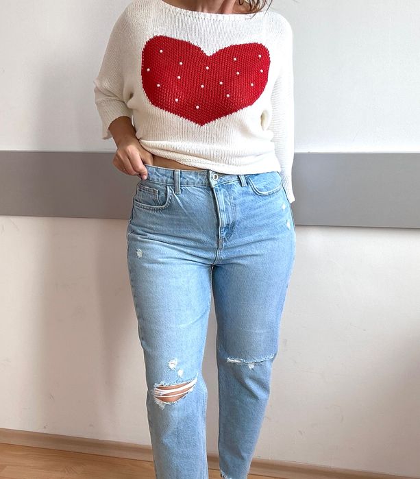 Zara denim деним 29/30номер  & heart blouse