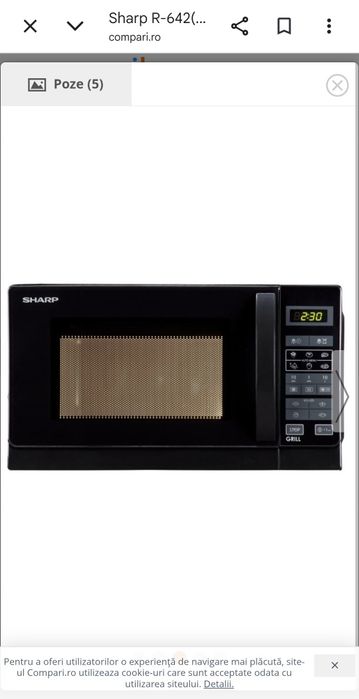 Cuptor cu Microunde Sharp R-642(IN)W,Argintiu, Nou,la cutie