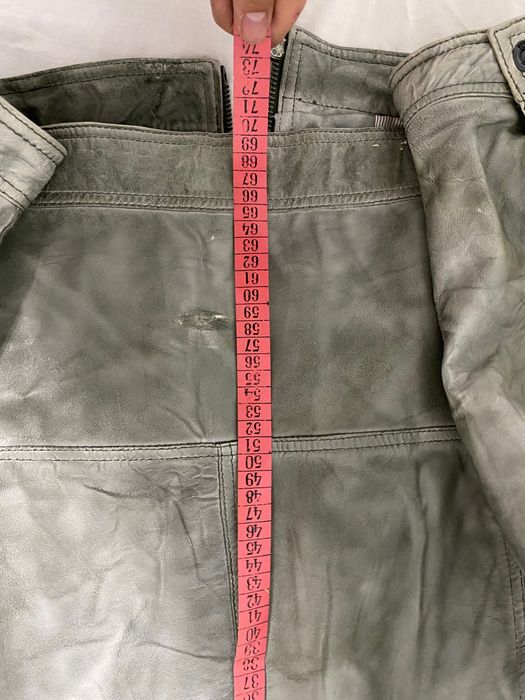 Geacă de piele Pepe Jeans London "73" Premium Biker - Mărimea XXL (Stil Distressed / Gri-Olive
