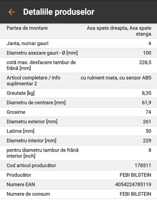Set Tamburi Frana Febi Bilstein Nou