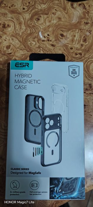 iPhone 17 Pro Max huse hibrid polymer magfit AirCushion alb clar