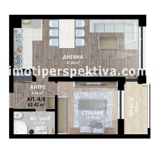 Продава се Двустаен апартамент в Пловдив, Христо Смирненски - 70 кв.м за 1340 €/кв.м - Снимка #4