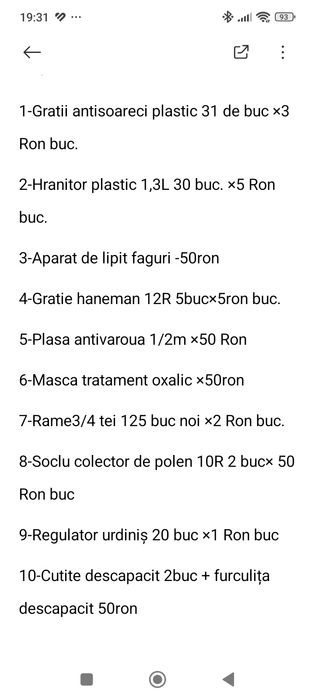 Schimb articole apicole cu drujbă