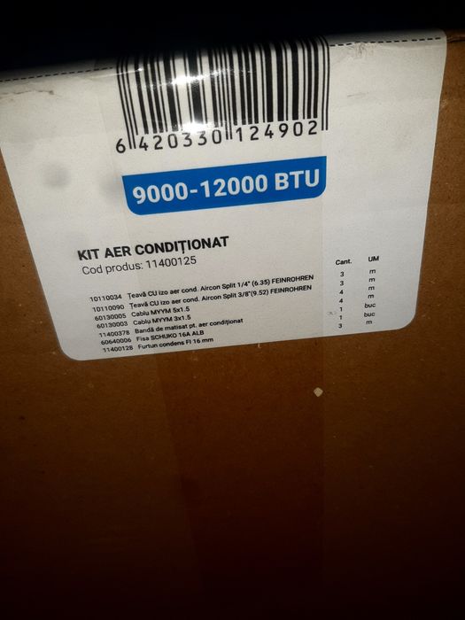 Kit aer conditionat 9000 - 12000 BTU sgiilat