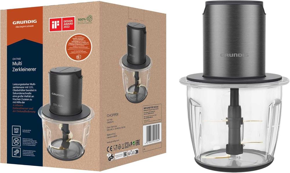 Мини чопър GRUNDIG Delisia Novus CH7140, 1л, 500W, 2 степени