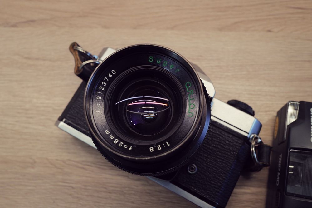 Lot aparate foto Olympus Trip MD Yashica J2 si Fujica st605n 28mm 2.8