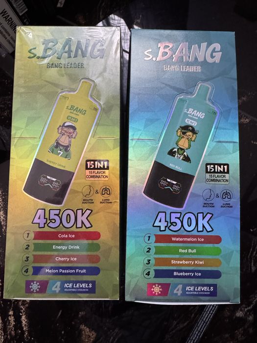 Vape 450.000 pufuri cu 4 arome fiecare 15 in 1, MTL, Ice Selector, Redbull mult