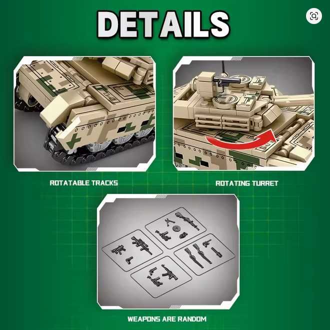 Joc constructii 224 pcs tip Lego Battle Tank VT-4 cu 2 figurine