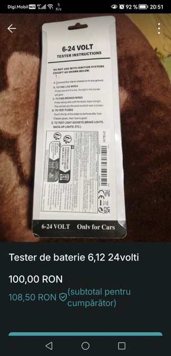 Tester creon 6 12 24 volți