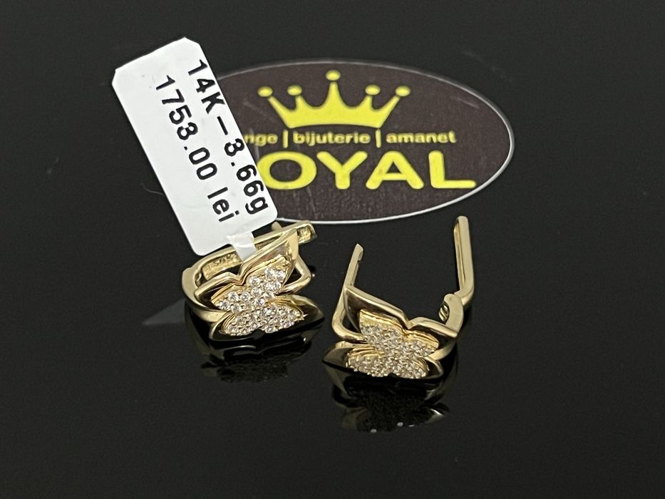Bijuteria Royal CB : Cercei fluturi  dama aur 14k 585   3,66 grame