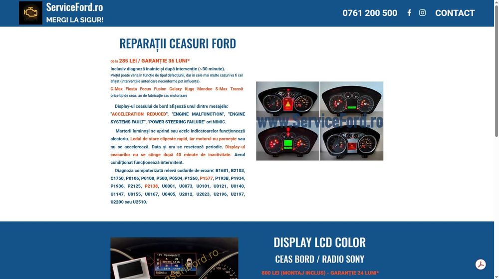 Ceasuri bord FORD C-Max Fiesta Galaxy Focus Kuga Mondeo S-Max Transit