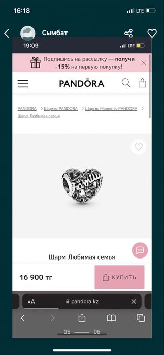 Браслет pandora оригинал с двумя шармами