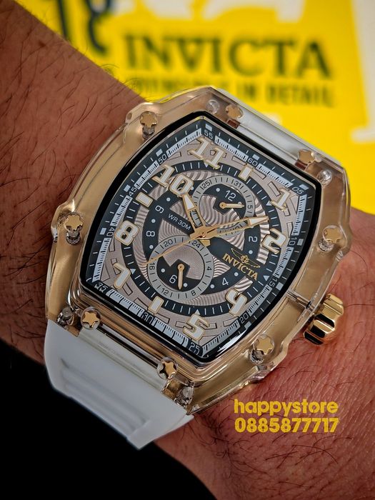 INVICTA Cyclone White/Gold 49 mm, Инвикта нов ръчен часовник
