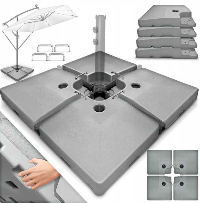 Стойка за чадър TILLVEX 4 части 90 литра вода / 120 кг пясък СИВА