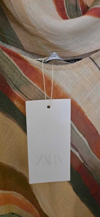 Rochie midi de vara, din in &bumbac, Zara, noua