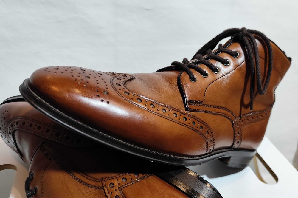 Ghete ankle 43 brogue Pat Calvin piele naturala moale