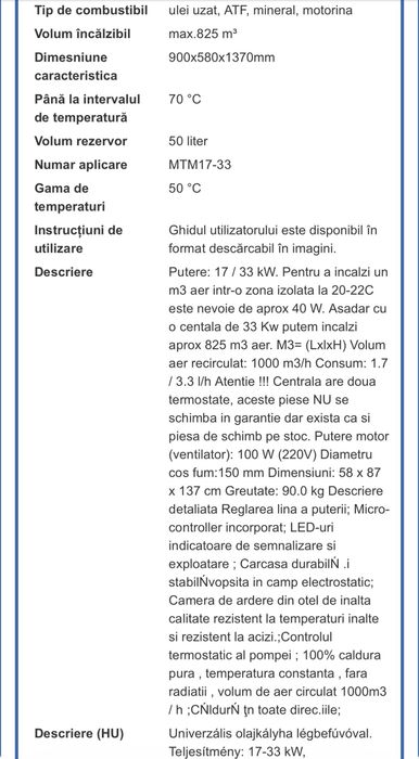 Soba ulei uzat ars MTM 17-33