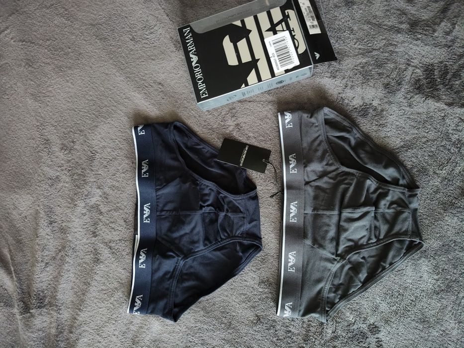Emporio Armani set 2 chiloți bărbătești gri-bleumari cu logo mărimea S noi originali