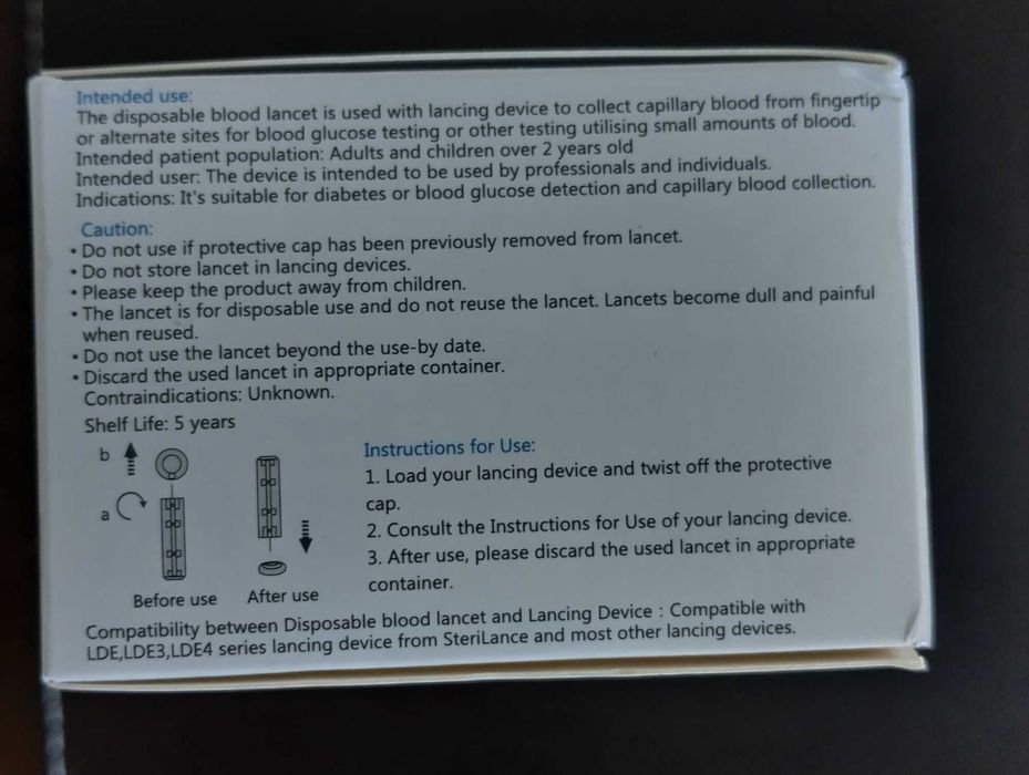 Ланцети за еднократна употреба -200 бр. със стерилна писалка