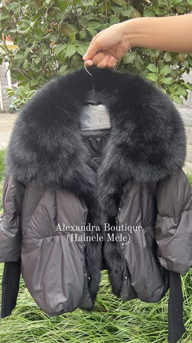 Geaca umpluta cu puf de gasca cu blana naturala de vulpe