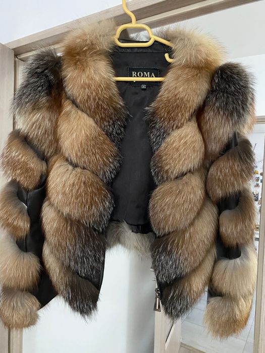 Blană de vulpe naturală care se face și vestă