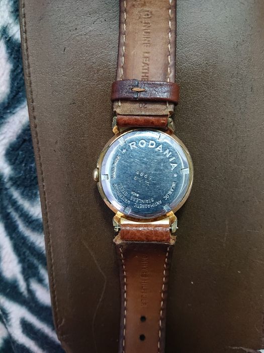 Ceas Mecanic Rodania Anii 80 Placat Cu Aur Functional