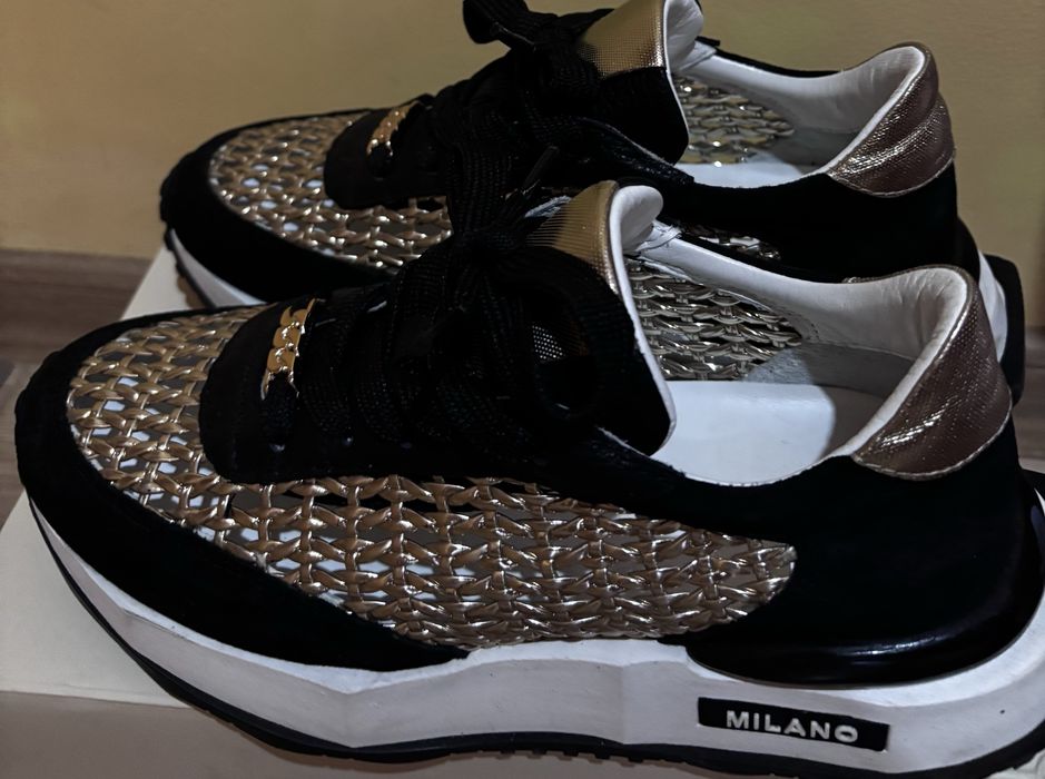 Дамски кецове естествена кожа и велур Milano