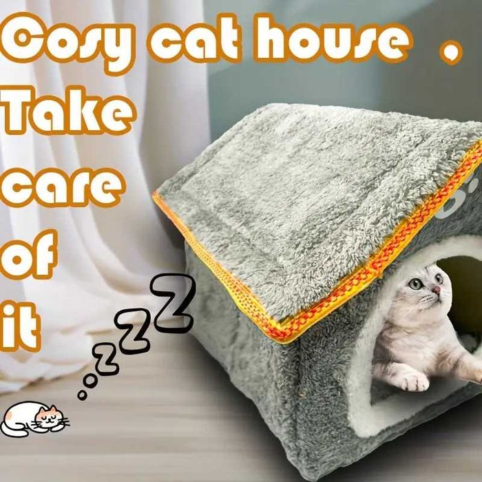 Къща - легло с мека възглавница за котки и кучета, за домашни любимци