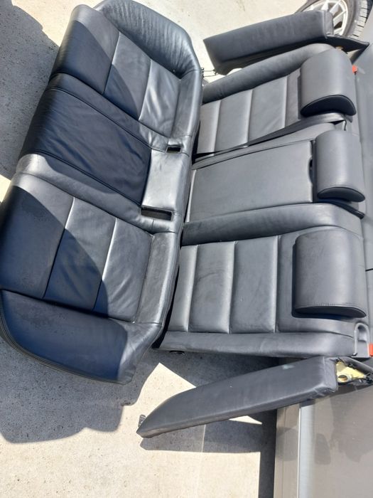 Set interior S-line Sline Audi A6 C6 4F piele neagra model 2004-2011 scaune fata + banchete rabatabile + cotiera