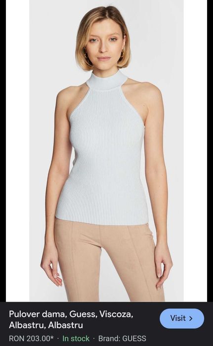 Top alb damă din bumbac