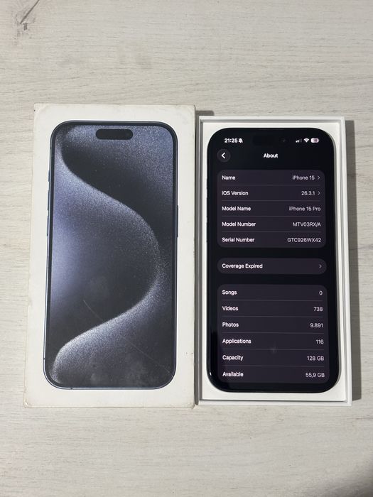 Iphone 15 Pro titan blue IMPECABIL + factura