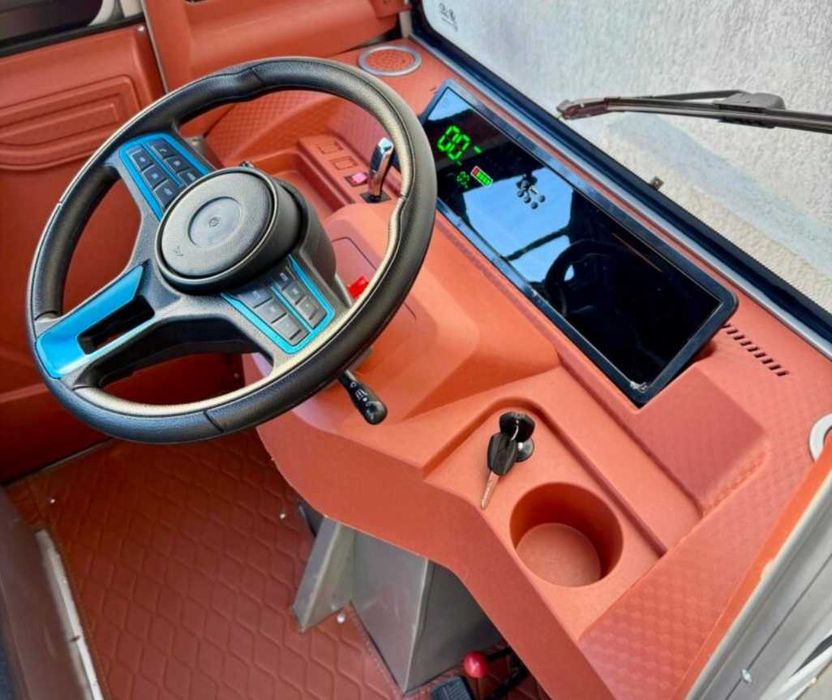 Tricicleta Electrica Triciclu cu Cabina incalzita, Volan, Fara Permis CIV RAR inclus, Cargo TUK TUK Bena Basculabila Baterie 58Ah