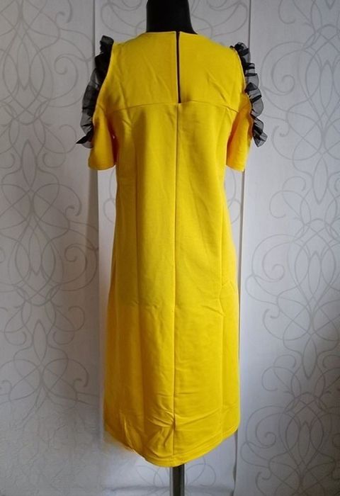 НОВА Туника рокля, цвят горчица , червен, памук и еластан, L и XL