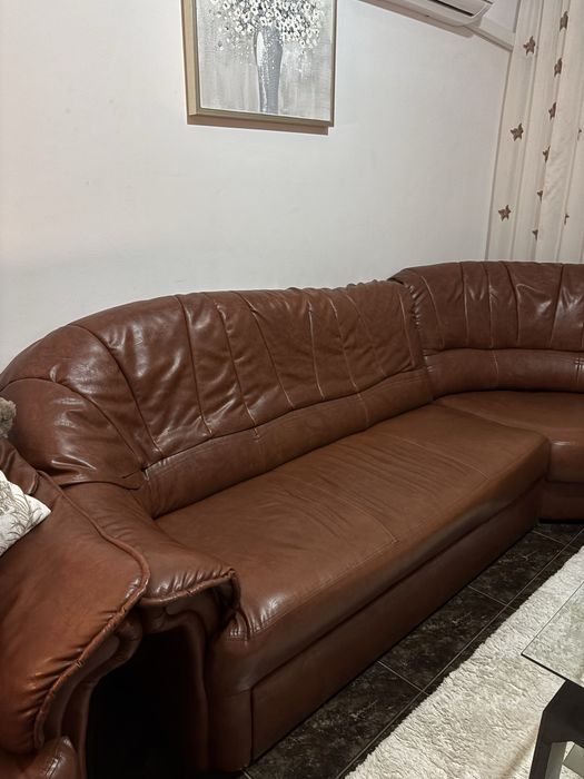 Coltar din piele maro extensibil