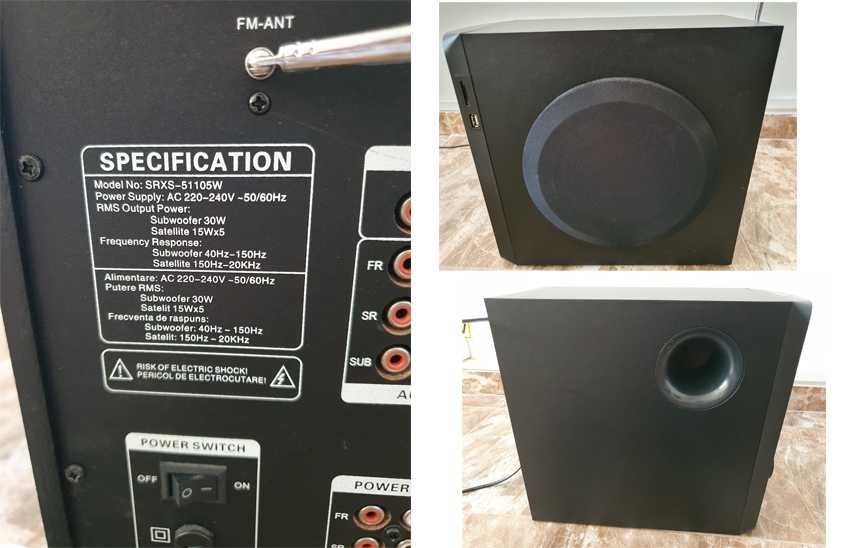 Boxe 5.1 SoundRise 51105W perfect funcțională - Model:  SRXS - 51105 W