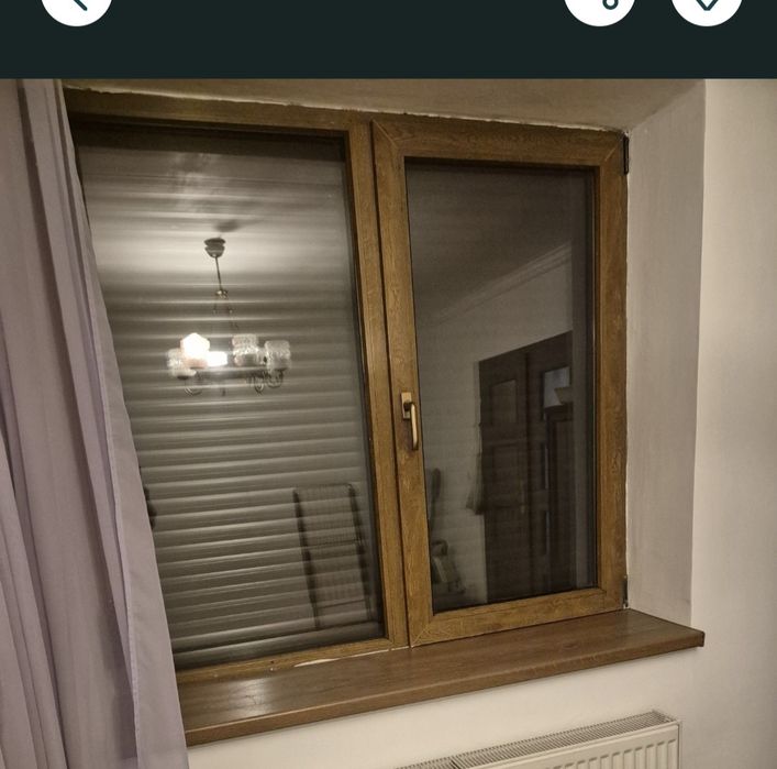Geam termopan Rehau stejar ,cu sita antiinsecte,2 canate din care unul este oscilobatant 110*120