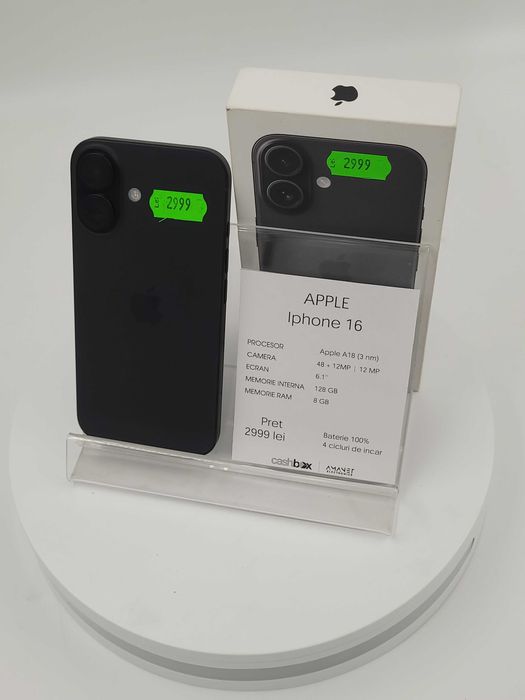 Garantie 24 luni Iphone 16 128GB baterie 100%  4cc  CashBox
