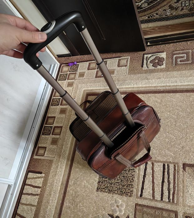 Кожаная сумка на колёсах