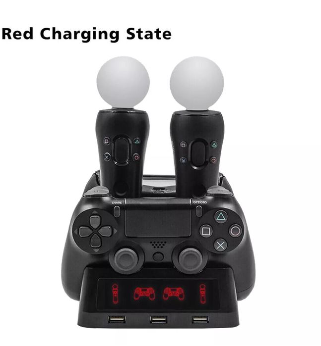 4на Док Зарядна Станция PlayStation 3 Ps4 пс4 PS VR  Move контролер