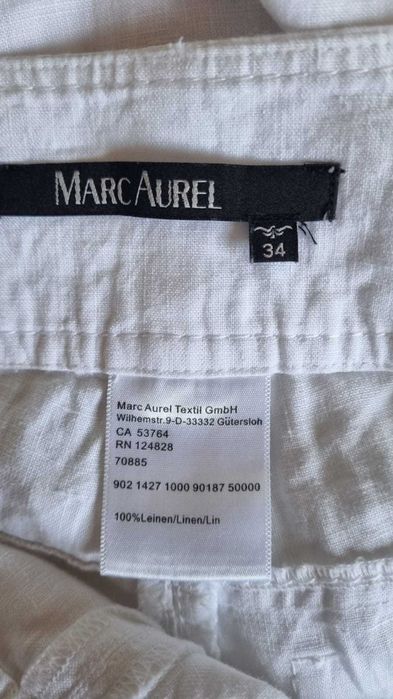 Pantaloni Marc Aurel, alb imaculat, wide leg, in 100%, marimea 34 DE (S)